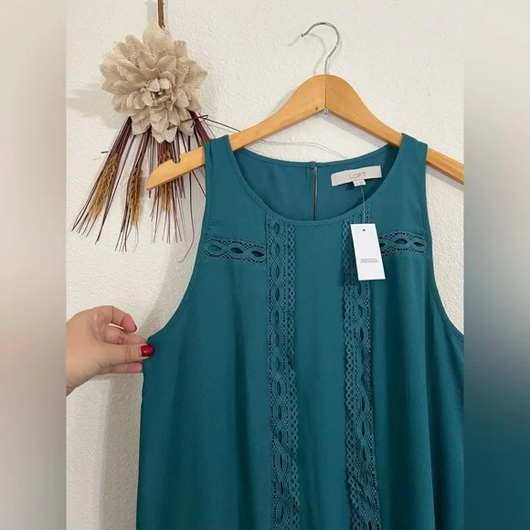 LOFT Women's Lace Trim Flounce Dress Size Medium NWT - Picture 5 of 10